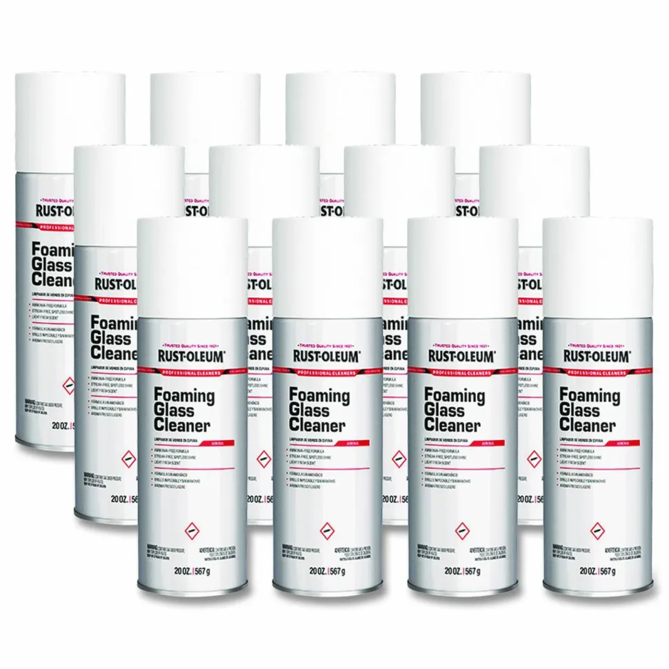 Rust-Oleum Professional Foaming Glass Cleaner Aerosol, 20 oz Aerosol Spray, 12/Carton