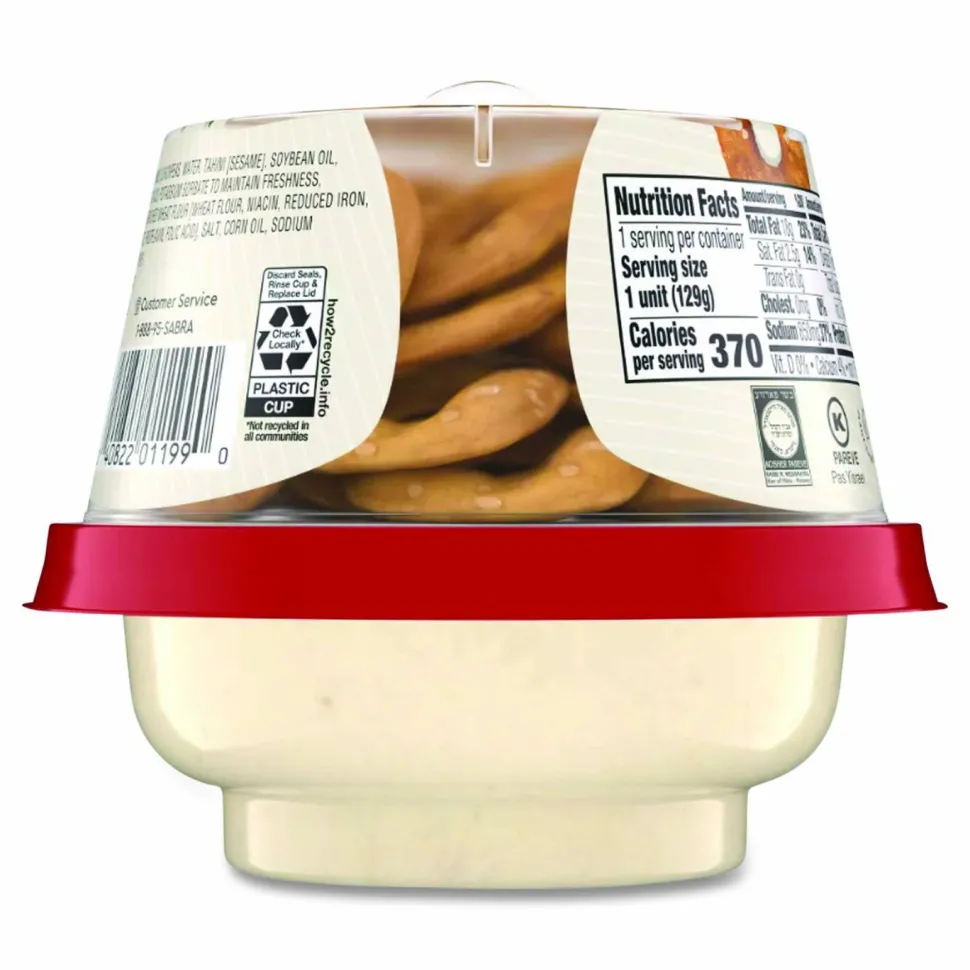 Sabra Classic Hummus with Pretzel, 4.56 oz Cup, 6 Cups/Pack