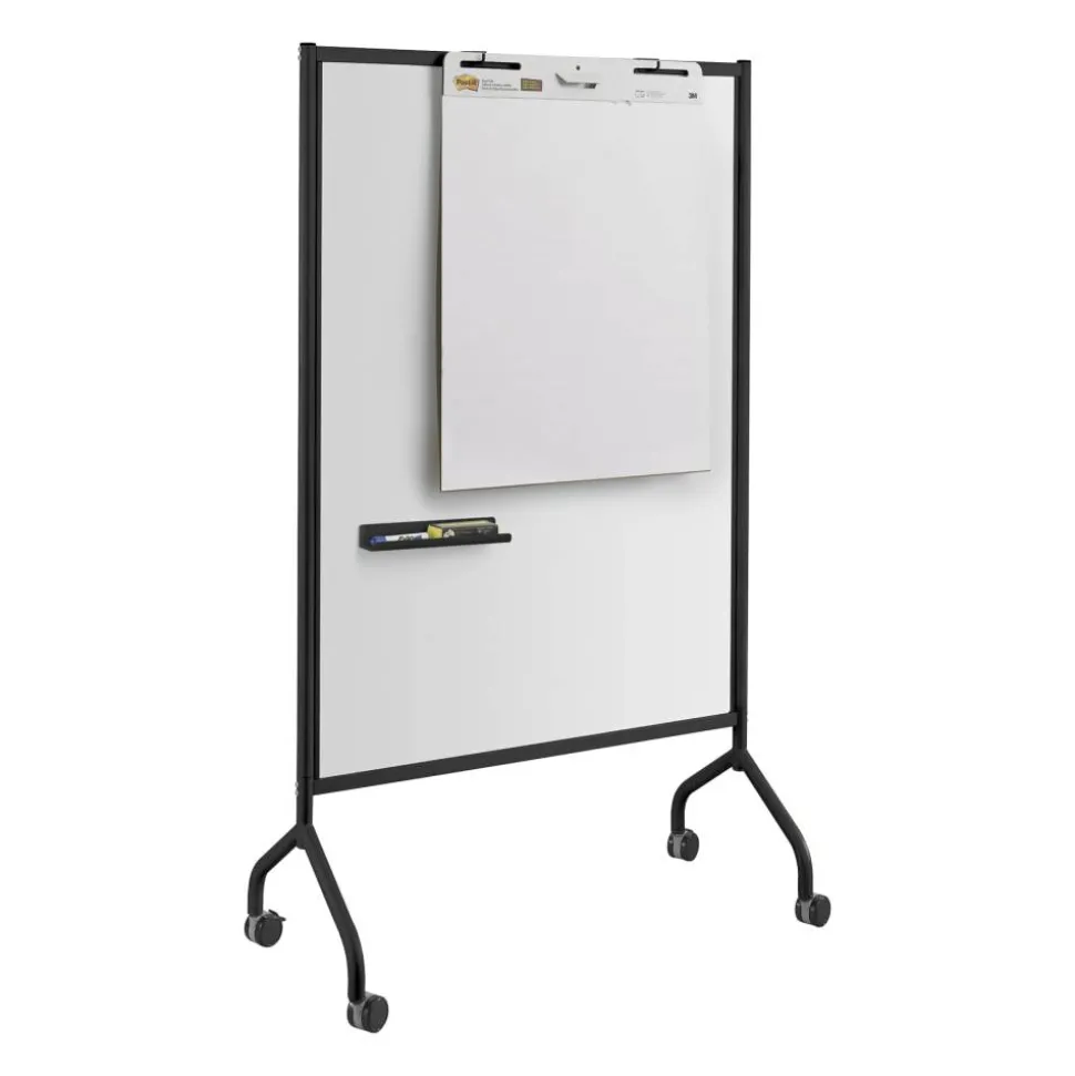 Safco Impromptu Full Magnetic Dry-Erase Whiteboard Screen, 42" x 72", Steel Frame With Black Finish