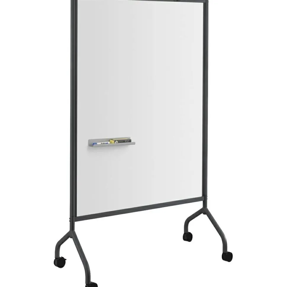Safco Impromptu Full Magnetic Dry-Erase Whiteboard Screen, 42" x 72", Steel Frame With Black Finish