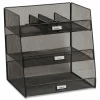 Safco Onyx Breakroom Organizers, 3 Compartments,14.63 x 11.75 x 15, Steel Mesh, Black