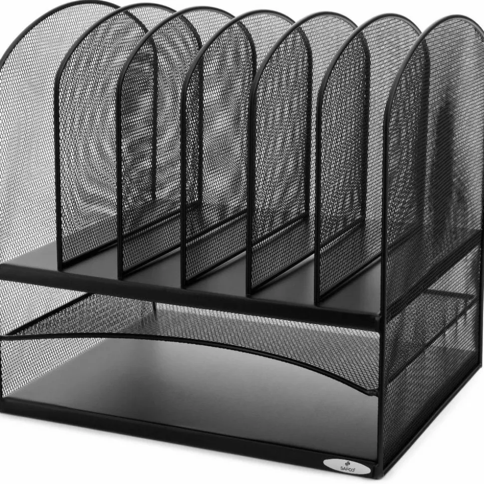 Safco Onyx Mesh Desk Organizer, 13"H x 13 3/4"W x 11 1/2"D, Black
