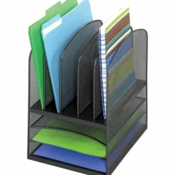 Safco Onyx Mesh Desk Organizer, 3 Horizontal/5 Upright, 13" H x 11½" W x 9½" D, Black