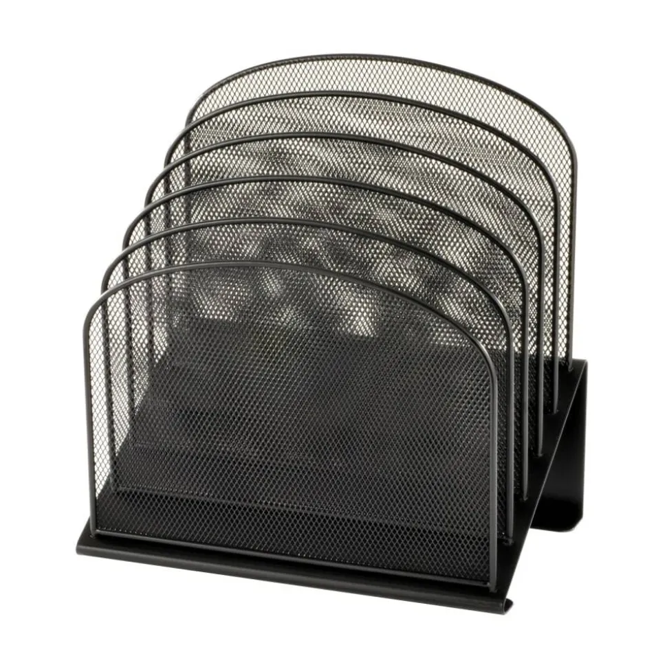 Safco Onyx Mesh 5-Tier Desk Organizer, 12"H x 11 1/4"W x 7 1/4"D, Black