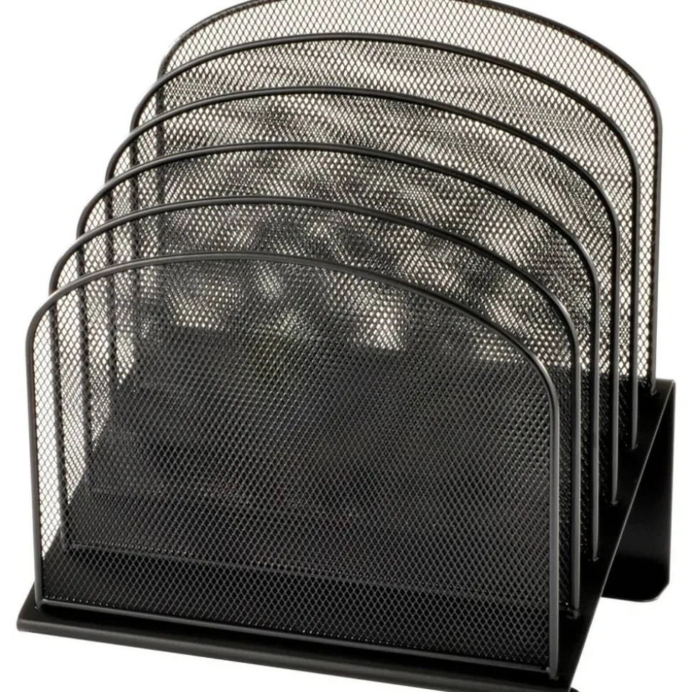 Safco Onyx Mesh 5-Tier Desk Organizer, 12"H x 11 1/4"W x 7 1/4"D, Black