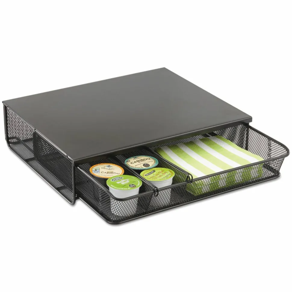 Safco Onyx One Drawer Hospitality Organizer, 5 Compartments, 12.5 x 11.25 x 3.25, Black