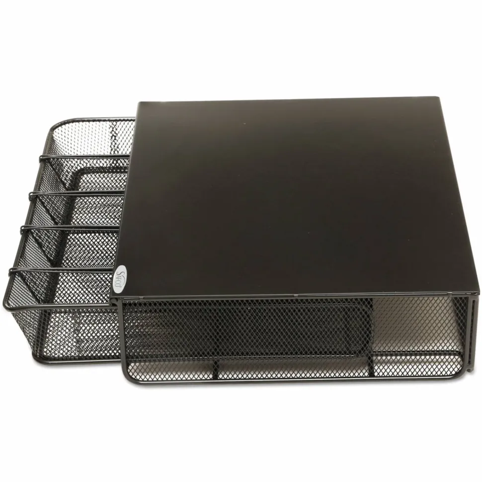Safco Onyx One Drawer Hospitality Organizer, 5 Compartments, 12.5 x 11.25 x 3.25, Black