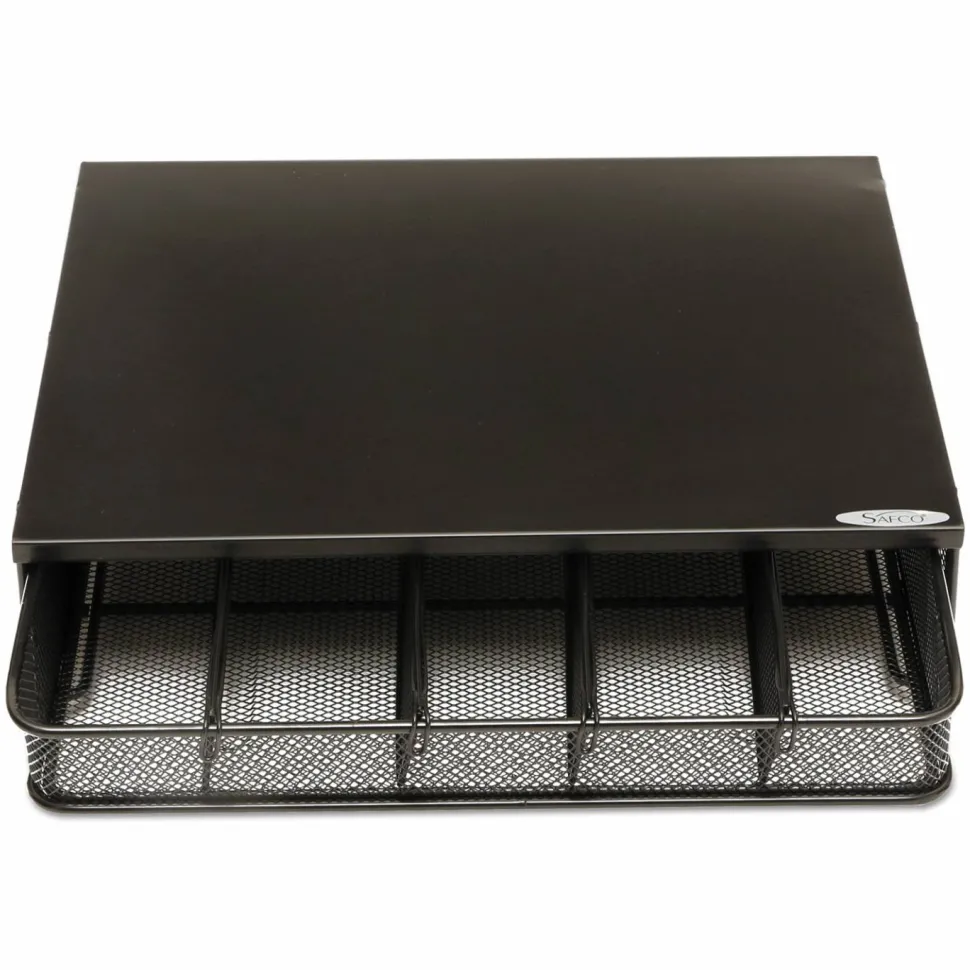 Safco Onyx One Drawer Hospitality Organizer, 5 Compartments, 12.5 x 11.25 x 3.25, Black
