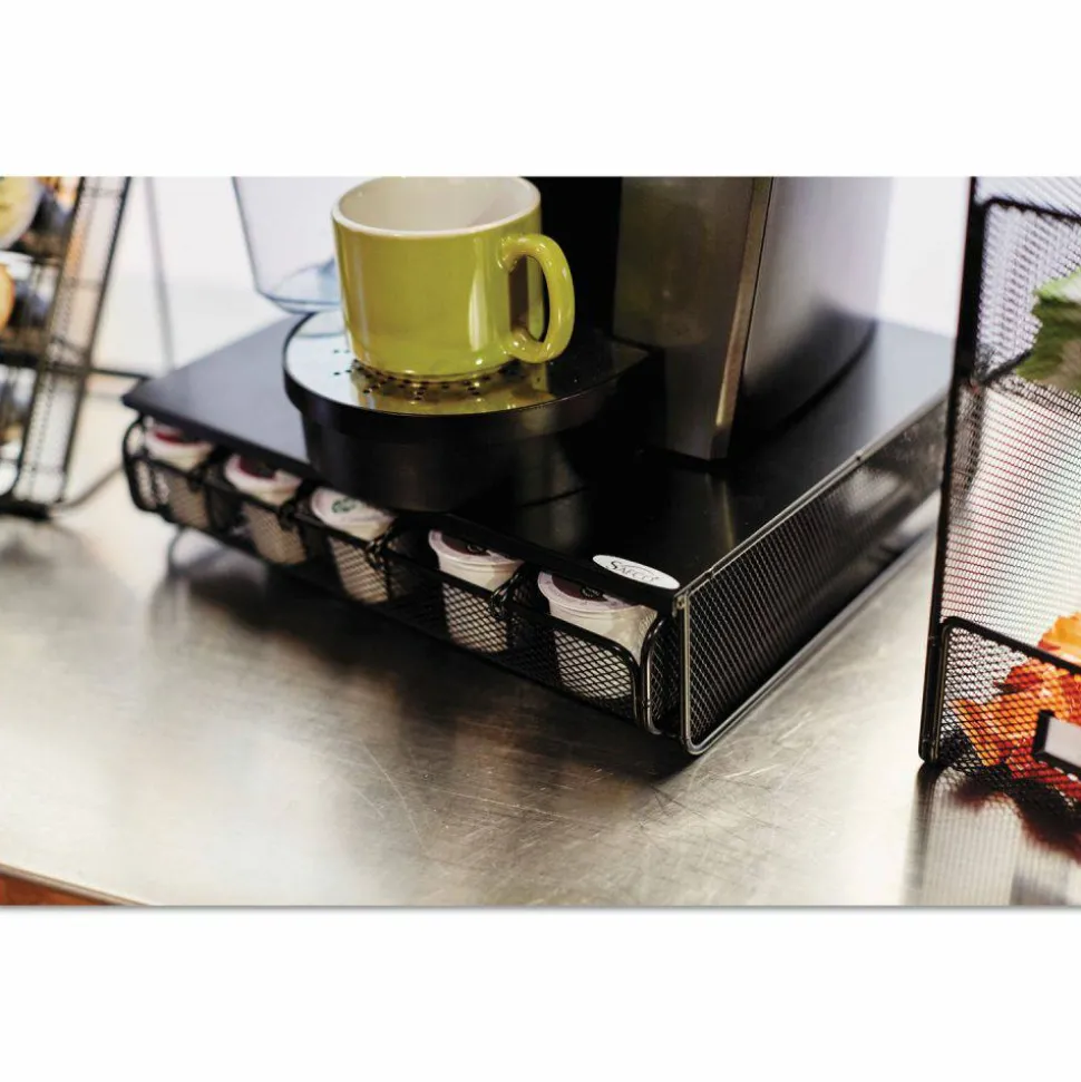 Safco Onyx One Drawer Hospitality Organizer, 5 Compartments, 12.5 x 11.25 x 3.25, Black