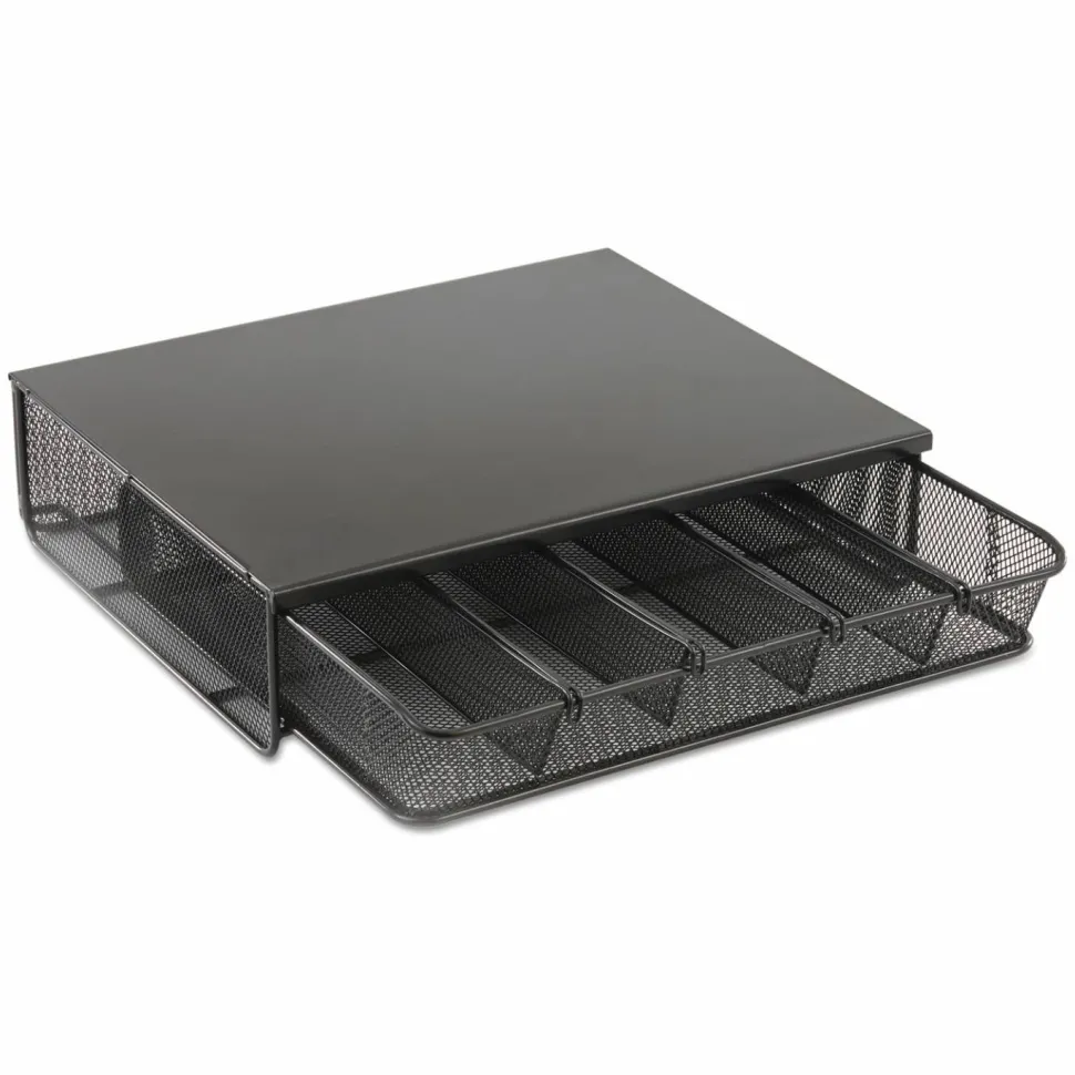 Safco Onyx One Drawer Hospitality Organizer, 5 Compartments, 12.5 x 11.25 x 3.25, Black