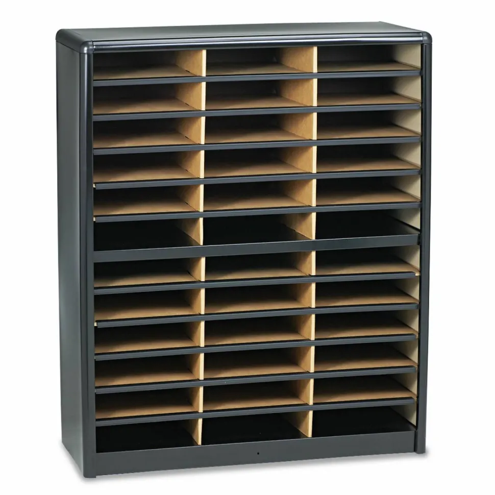 Safco Value Sorter Steel Corrugated Literature Organizer, 36 Compartments, Black