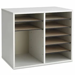 Safco Wood Adjustable 12-Compartment Literature Organizer, 16"H x 19 1/2"W x 12"D, Gray