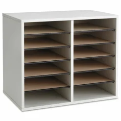 Safco Wood Adjustable 12-Compartment Literature Organizer, 16