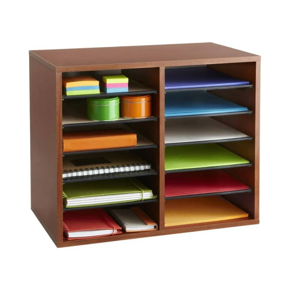 Safco Adjustable Literature Organizer, 9" x 11 1/2" x 2 3/8", Cherry