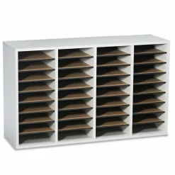 Safco Adjustable Wood Literature Organizer, 24"H x 39-3/8"W x 11-3/4"D, 36 Compartments, Gray