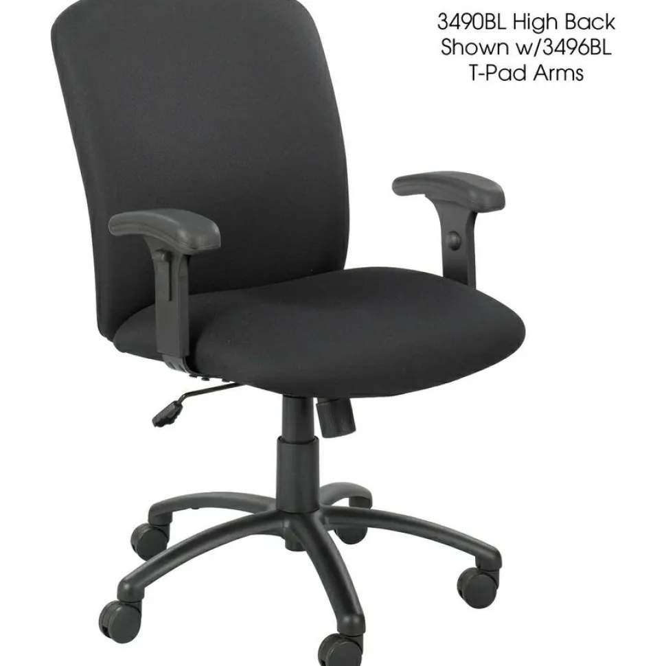 Safco Armrests For Uber High-Back Chairs, T-Shaped, Black