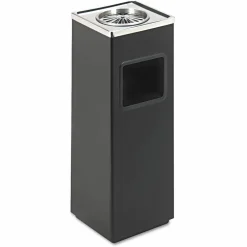 Safco Ash-N-Trash Sandless Urn Smokers Pole, 3 Gallon, Black/Chrome