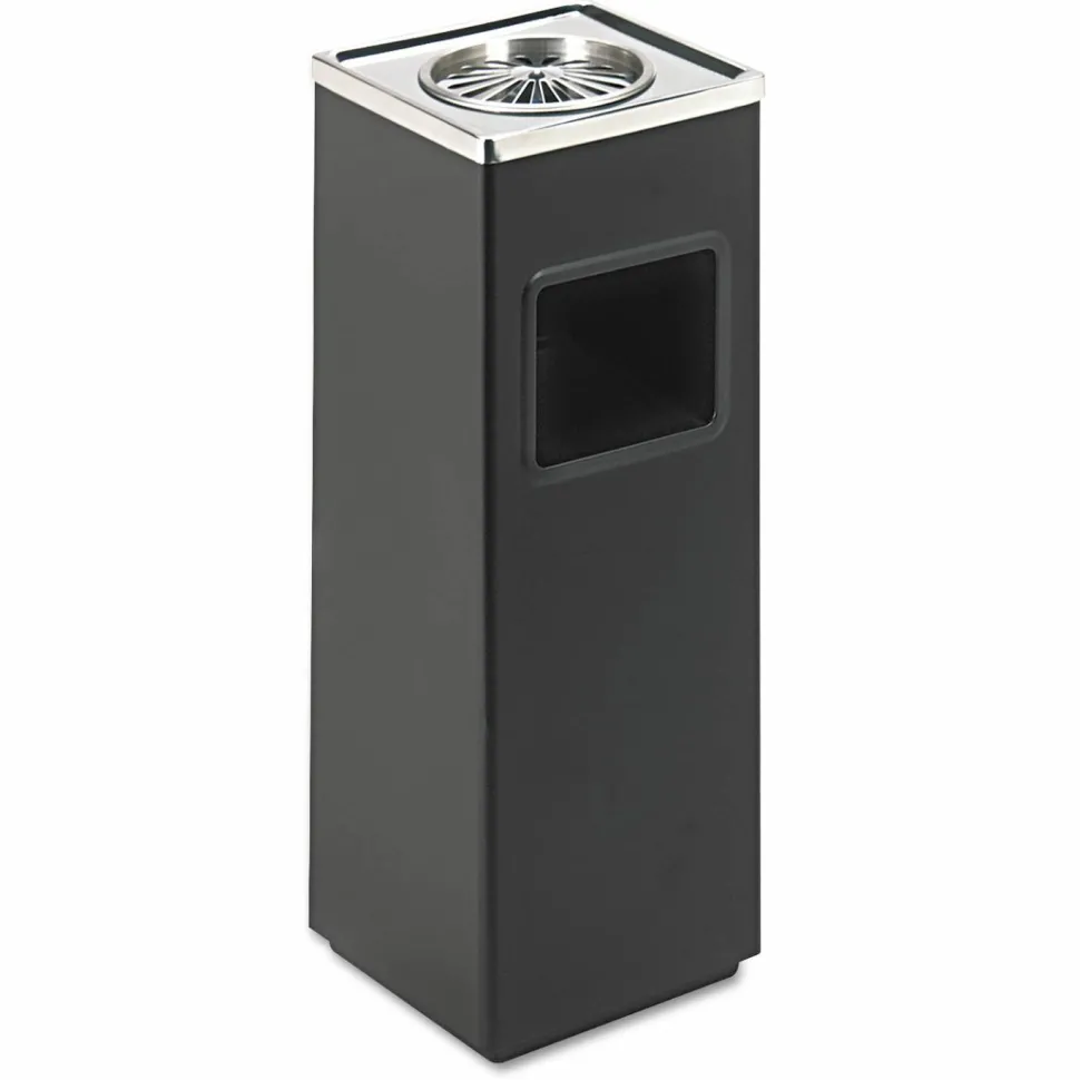 Safco Ash-N-Trash Sandless Urn Smokers Pole, 3 Gallon, Black/Chrome