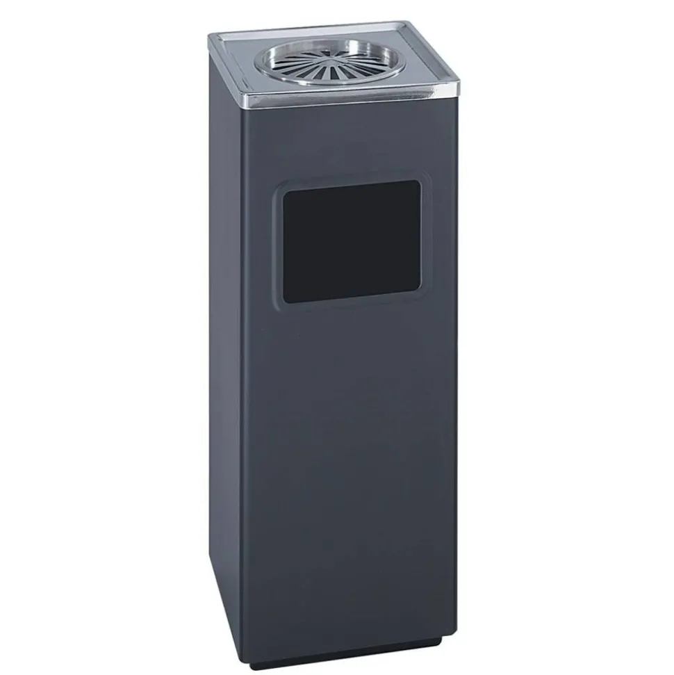 Safco Ash-N-Trash Sandless Urn Smokers Pole, 3 Gallon, Black/Chrome