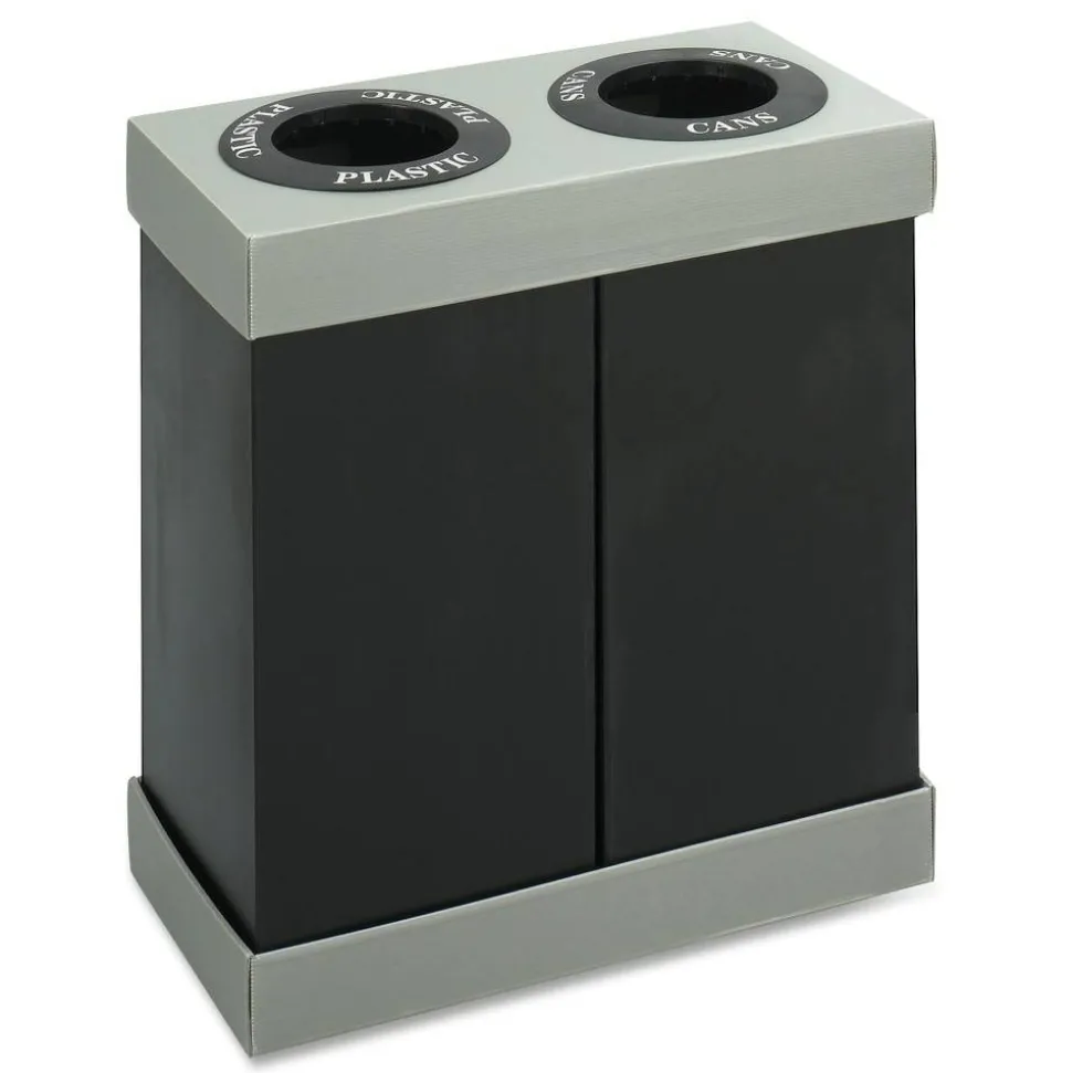 Safco At-Your-Disposal Recycling Center Double, 33"H x 31"W x 16"D, 28-Gallon, Black