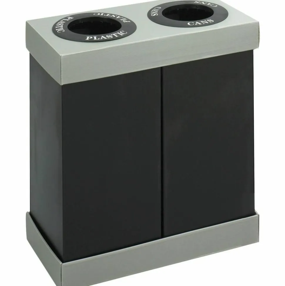 Safco At-Your-Disposal Recycling Center Double, 33"H x 31"W x 16"D, 28-Gallon, Black