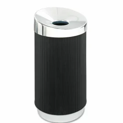 Safco At-Your-Disposal Vertex Waste Receptacle, 38 Gallons, Black/Silver
