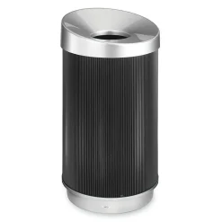 Safco At-Your-Disposal Vertex Waste Receptacle, 38 Gallons, Black/Silver