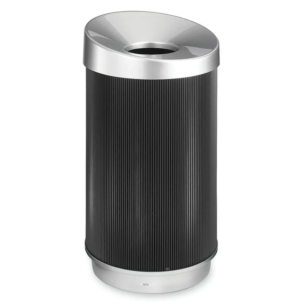 Safco At-Your-Disposal Vertex Waste Receptacle, 38 Gallons, Black/Silver