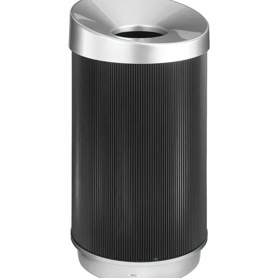 Safco At-Your-Disposal Vertex Waste Receptacle, 38 Gallons, Black/Silver