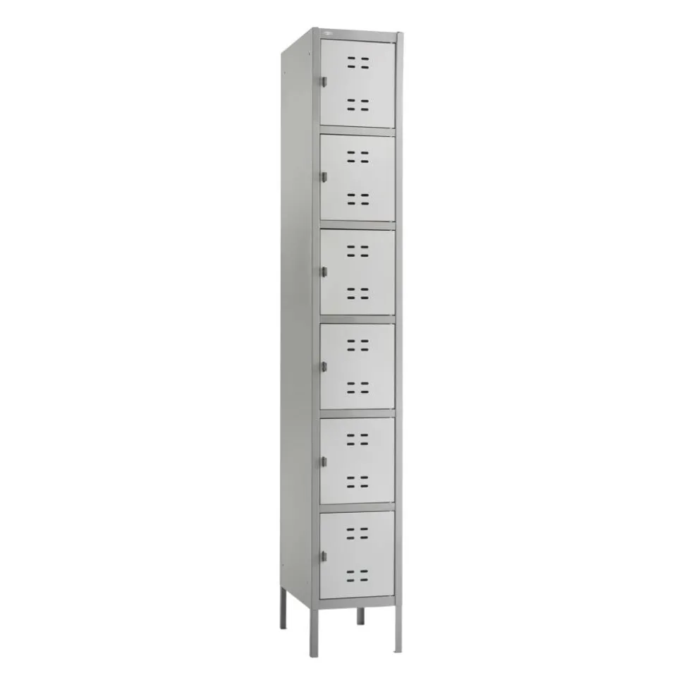 Safco 6-Box Single-Column 2-Tone Locker With Legs, 78"H x 18"W x 12"D, Gray