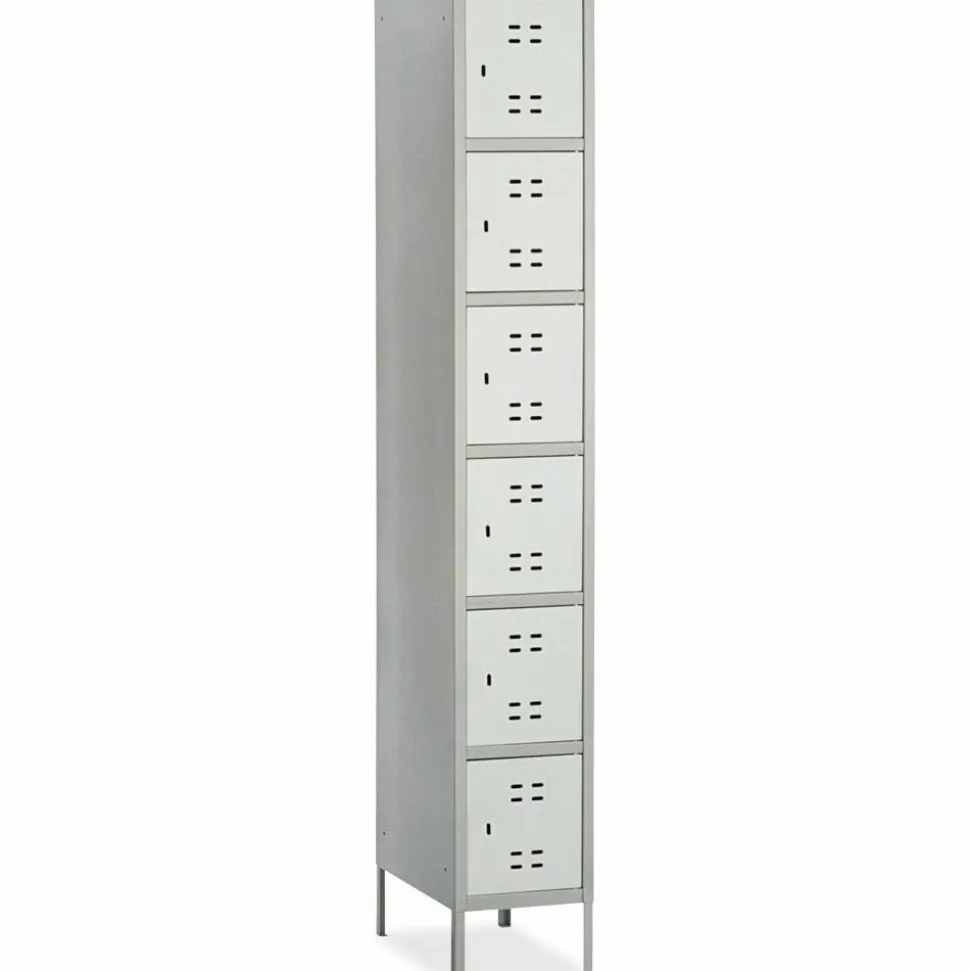 Safco 6-Box Single-Column 2-Tone Locker With Legs, 78"H x 18"W x 12"D, Gray