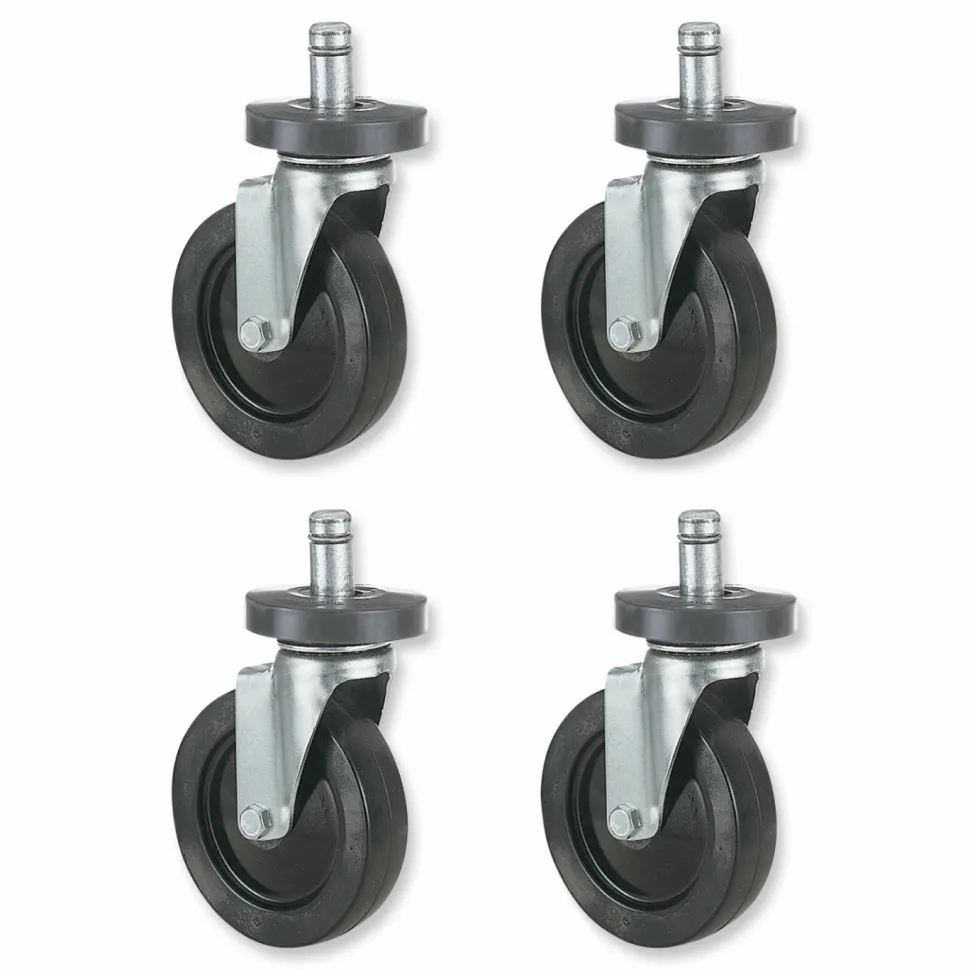 Safco Caster Kit for Safco Task Master Industrial Shelving Units, Black, 4/Set (2 Locking)