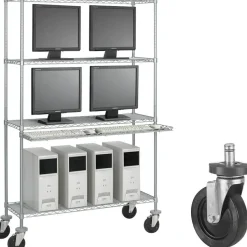 Safco Caster Kit for Safco Task Master Industrial Shelving Units, Black, 4/Set (2 Locking)