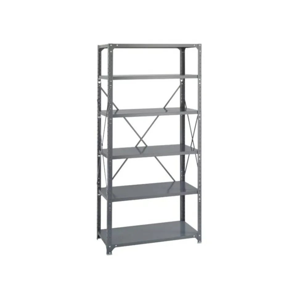 Safco Commercial Steel Shelf Pack, 75"H x 36"W x 18"D, 6 Shelves, Gray