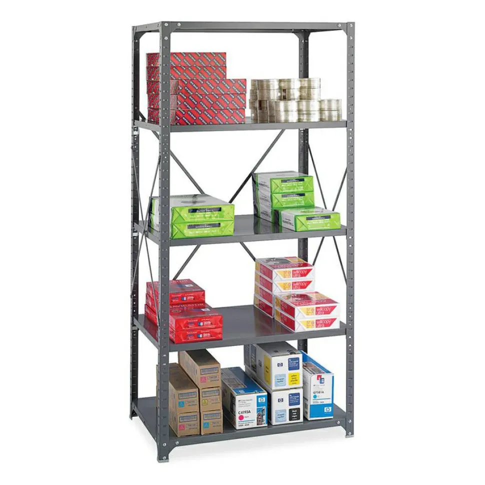 Safco Commercial Steel Shelf Pack, 75"H x 36"W x 18"D, 6 Shelves, Gray