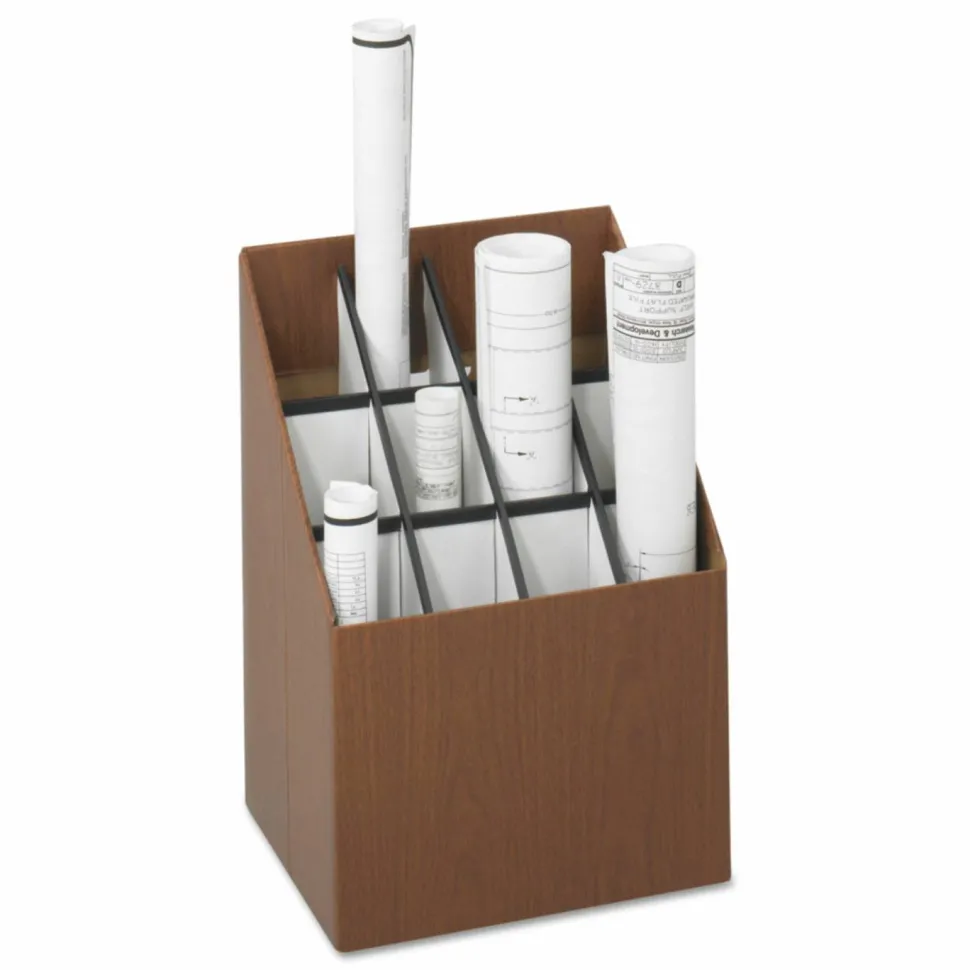 Safco Corrugated Fiberboard Upright Roll File, 12 Compartments, 3-7/8" Tubes
