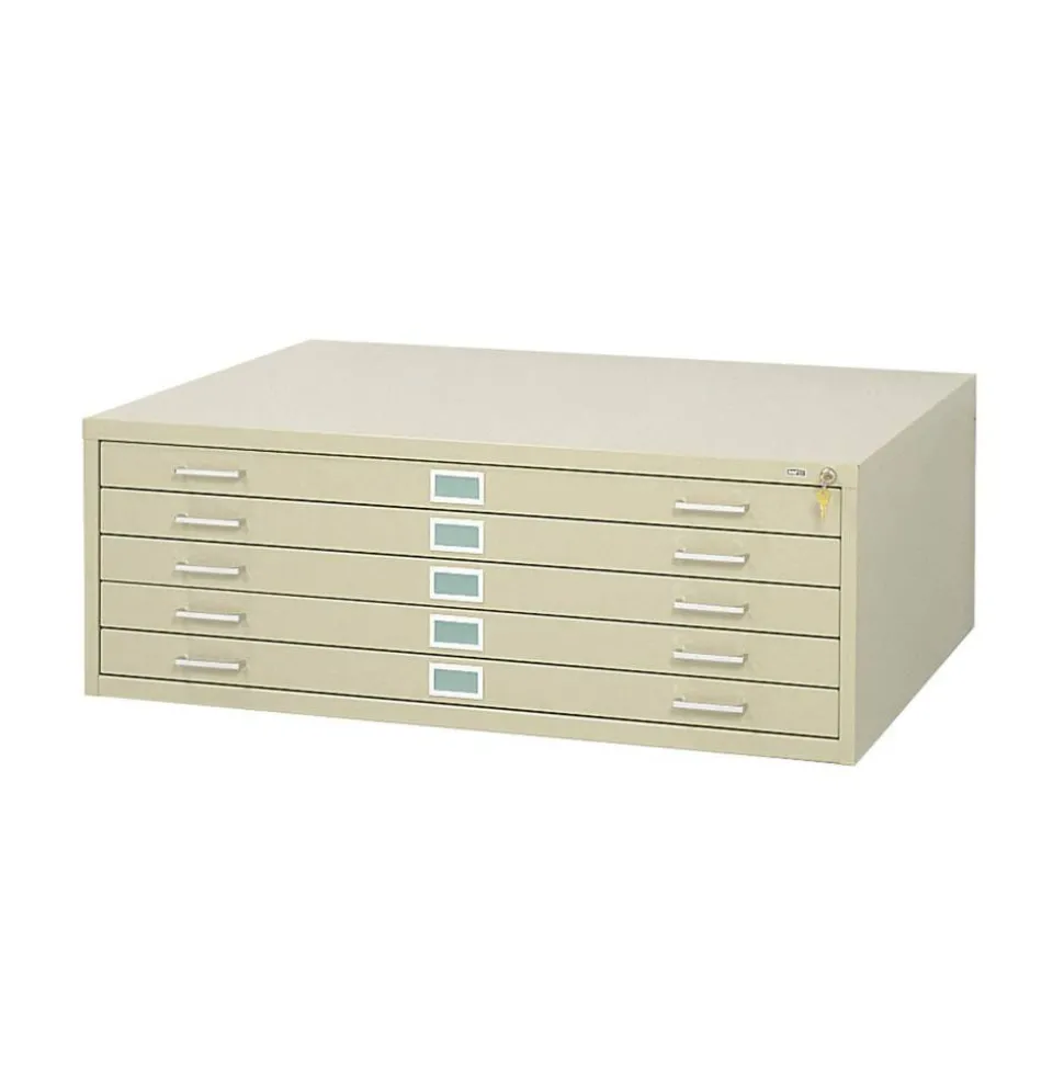 Safco 41-3/8"D Vertical 5-Drawer Vertical File Cabinet, Tropic Sand