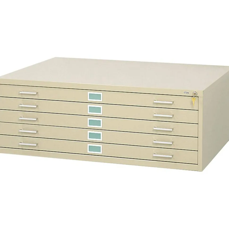 Safco 41-3/8"D Vertical 5-Drawer Vertical File Cabinet, Tropic Sand