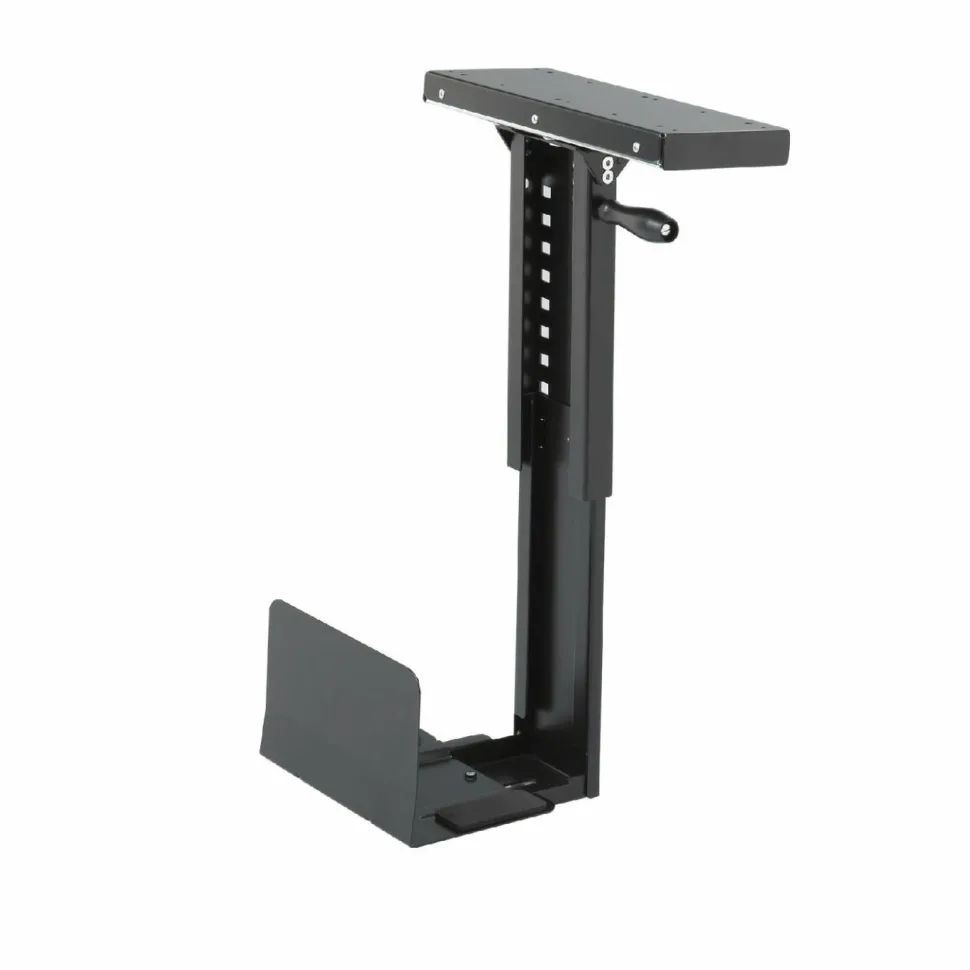 Safco Ergo-Comfort Fixed-Mount Under Desk CPU Holder, Supports 60 lb, 7w x 9.5d x 14h, Black