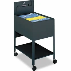 Safco Extra-Deep Locking Mobile Tub File, Legal Size, Metal, 1 Shelf, 1 Bin, 16.5" x 24.75" x 28.25", Black