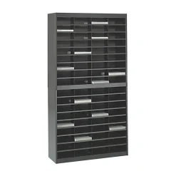 Safco E-Z Stor Steel Literature Organizer, 72 Compartments, 71"H, Black