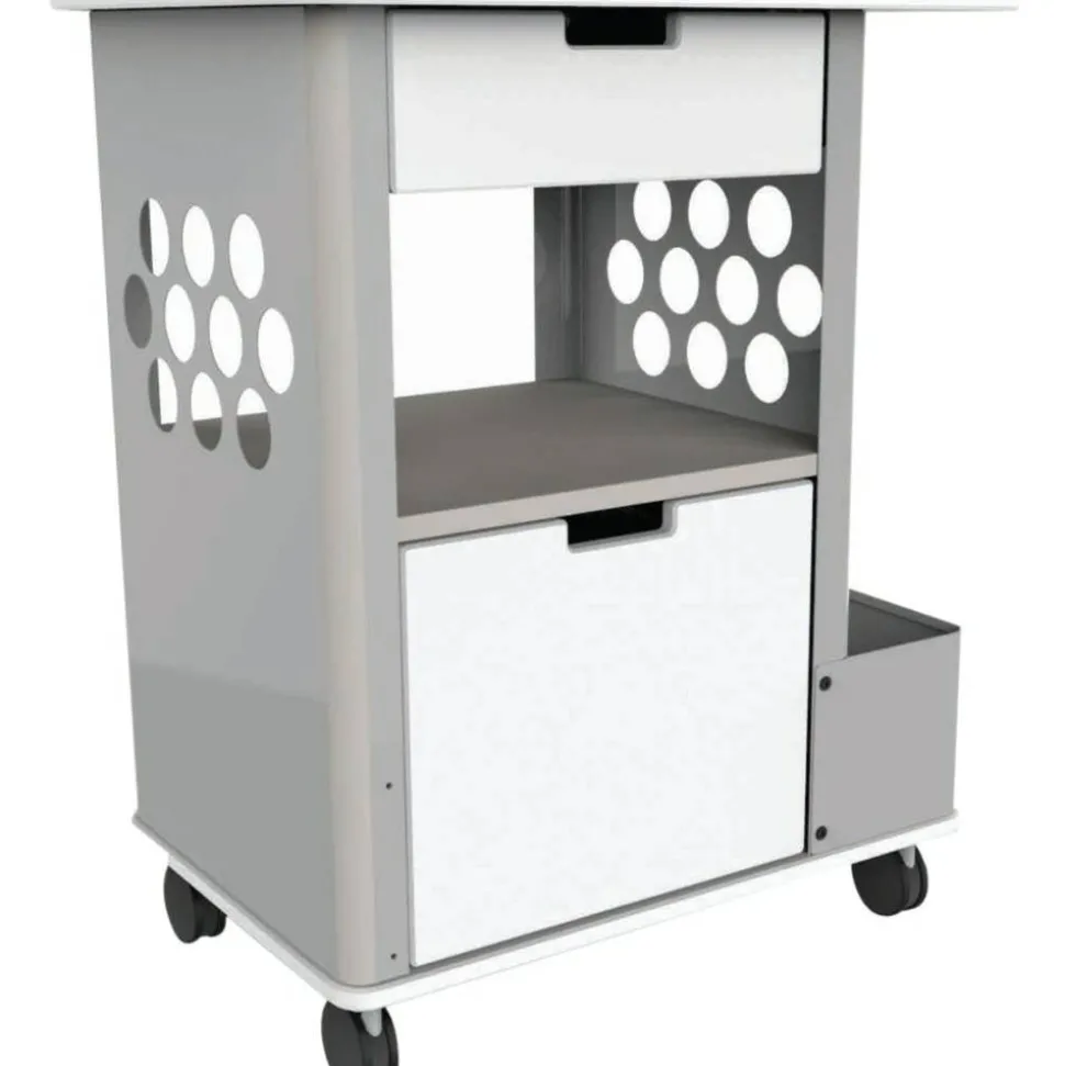 Safco Focal Plastic Rolling 2-Drawer Storage Cart, 33 1/2" x 28" x 20", Silver