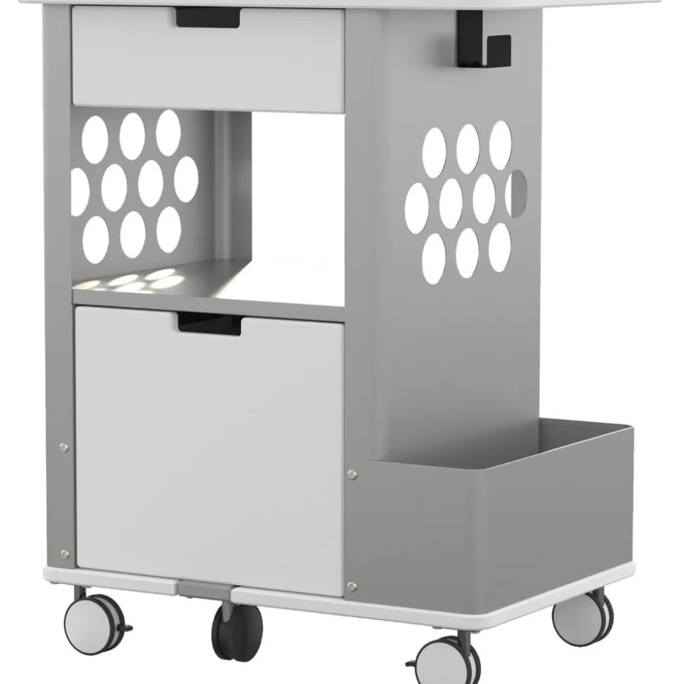 Safco Focal Plastic Rolling 2-Drawer Storage Cart, 33 1/2" x 28" x 20", Silver