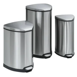 Safco Hands-Free Step-On Receptacle, 7-Gallon, Silver