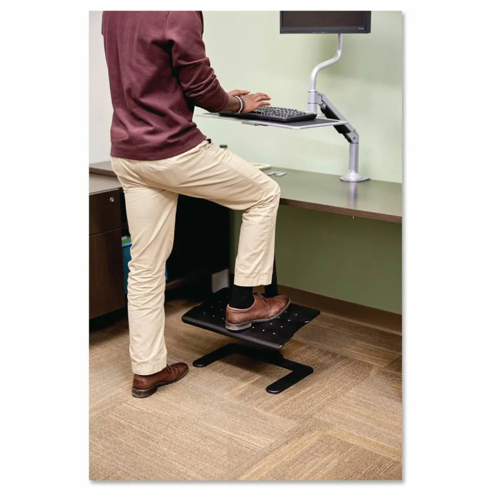 Safco Height Adjustable Footrest, 21 1/2"H x 20 1/2"W x 14 1/2"D, Black
