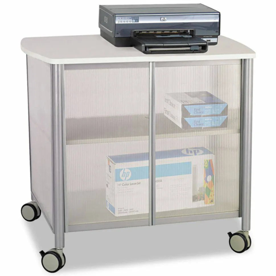 Safco Impromptu Machine Stand, Deluxe With Doors, 30 3/4"H x 34 3/4"W x 25 1/2"D, Gray