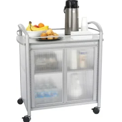 Safco Impromptu Refreshment Cart/Machine Stand, Engineered Wood, 3Shelf, 34 x 21.25 x 36.5, Gray/Silver