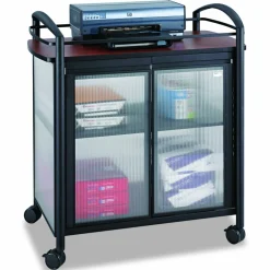 Safco Impromptu Refreshment Cart/Machine Stand, Engineered Wood, 3 Shelf, 34x21.25x36.5, Cherry/Black