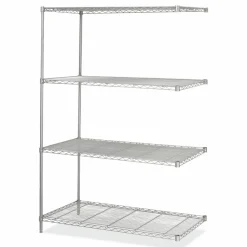 Safco Industrial Add-On Unit, Four-Shelf, 48w x 24d x 72h, Steel, Metallic Gray