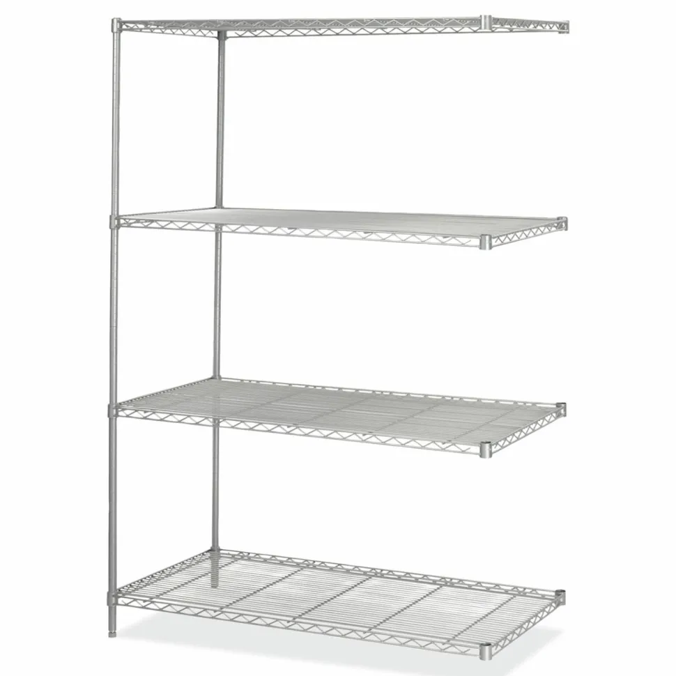 Safco Industrial Add-On Unit, Four-Shelf, 48w x 24d x 72h, Steel, Metallic Gray